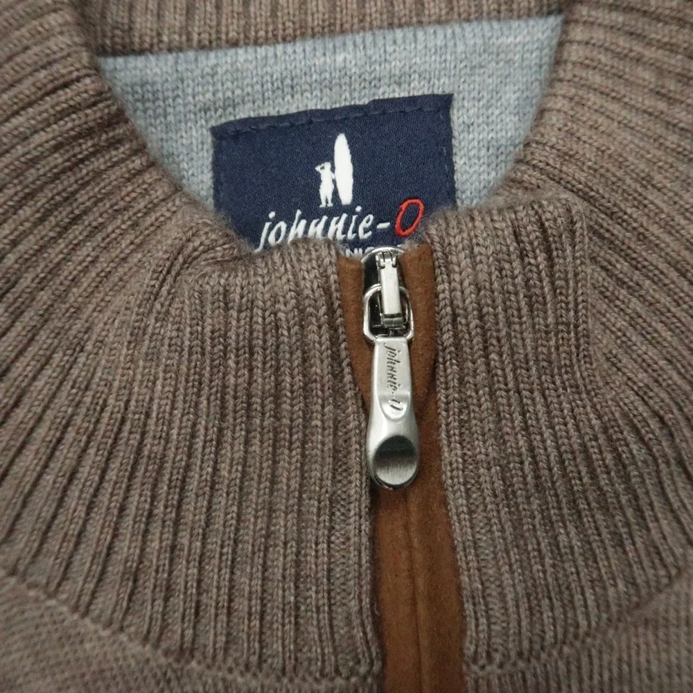 Johnnie O Sweater Men Medium Walnut Raynor Merino Wool 1/4 Zip TPC Craig‎ Ranch